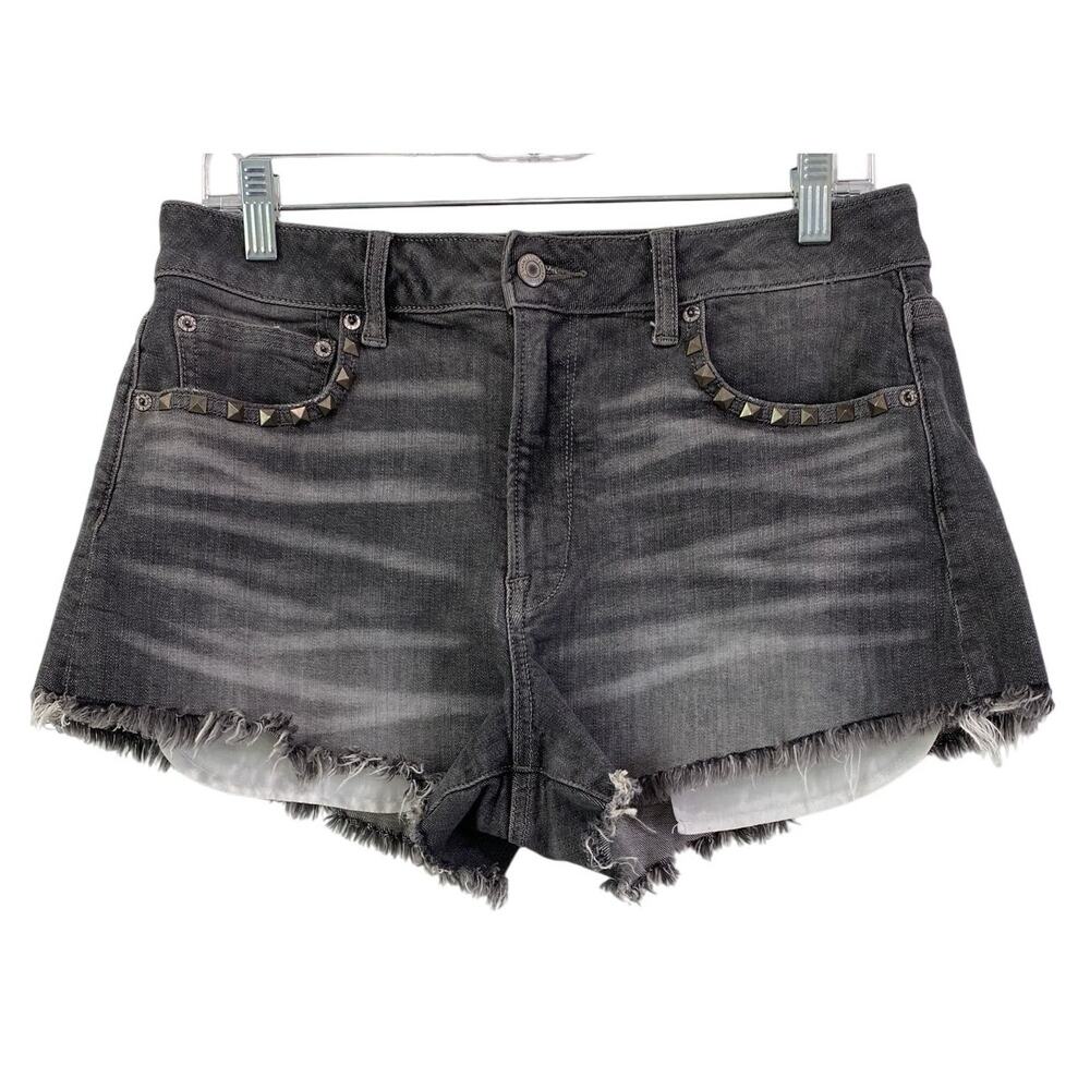 American Eagle Vintage Hi-Rise Festival Shorts Gray Studded Women's Size 10 Boho - Picture 2 of 9